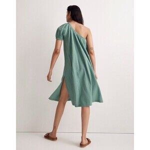Madewell Seersucker One Shoulder Puff Sleeve Midi Dress XS